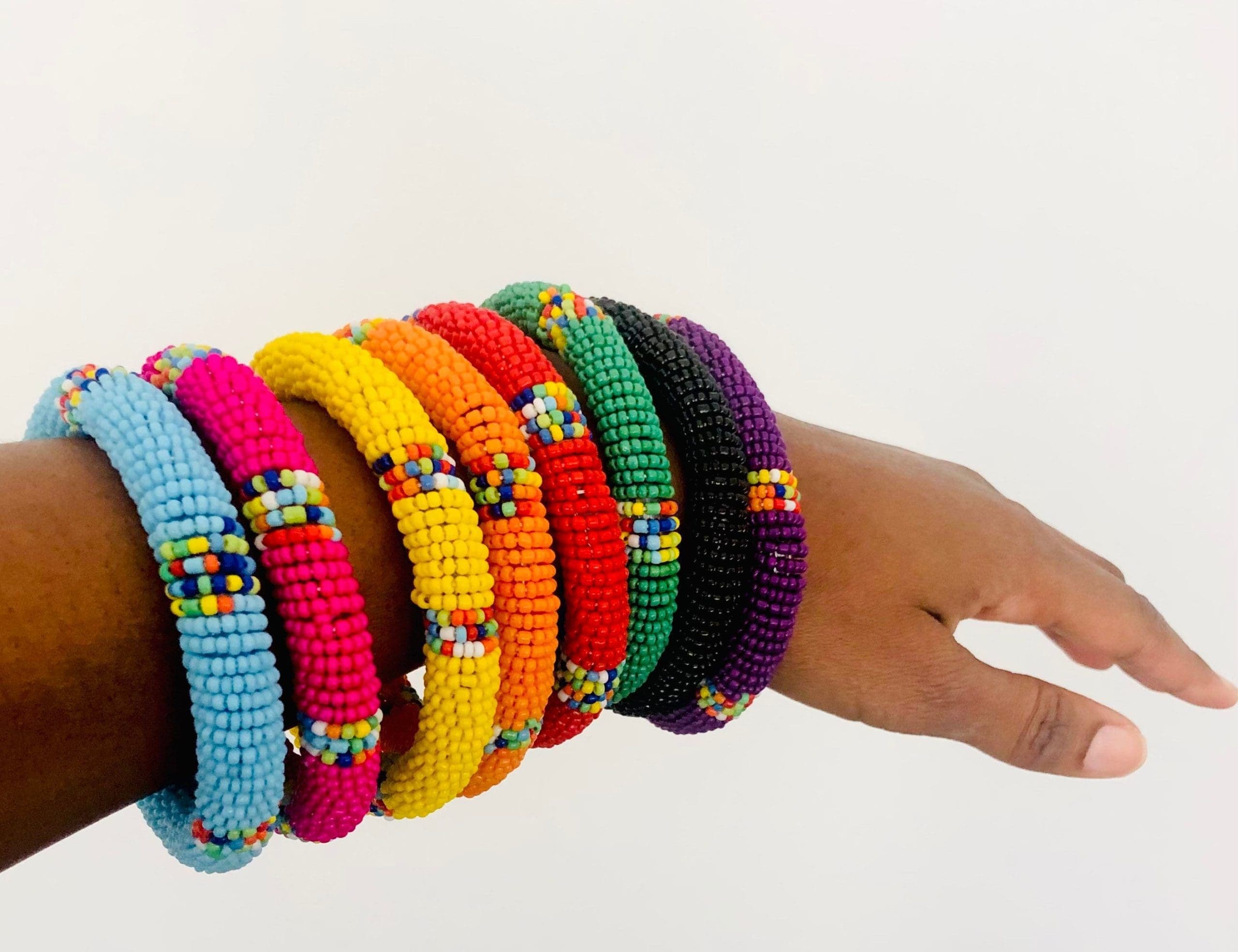 African Maasai Beaded Bracelets Sky Blue Glass