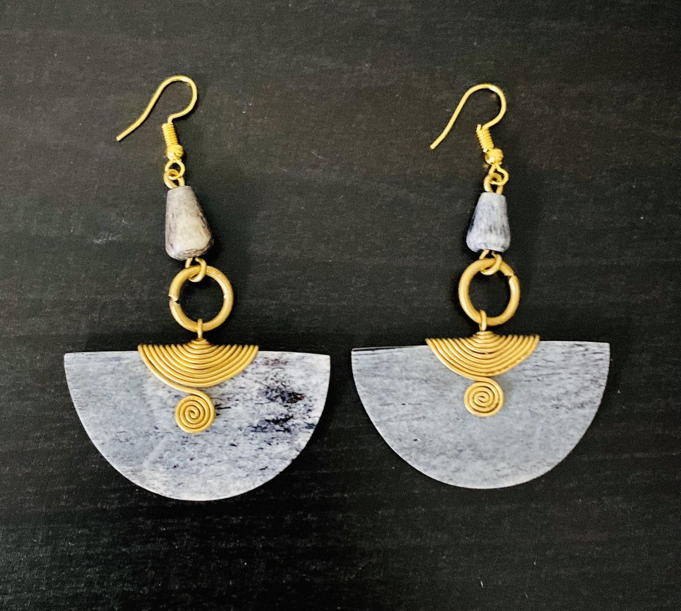 African Bone Earrings - Grey