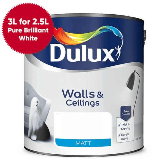 Dulux Walls and Ceilings Matt Paint, Almond White 5L