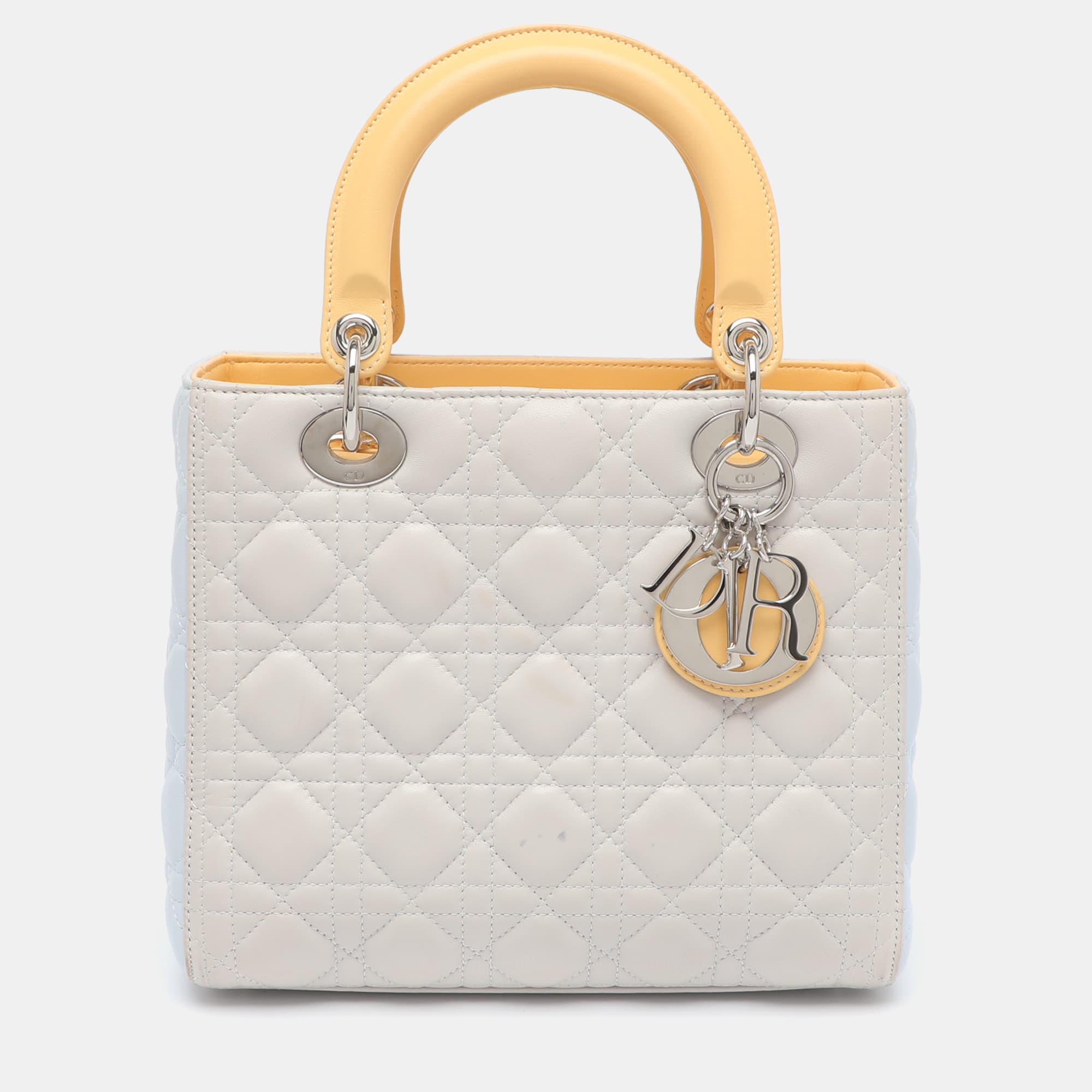 Dior Lady Dior Medium Tri Color Leather Tote Bag