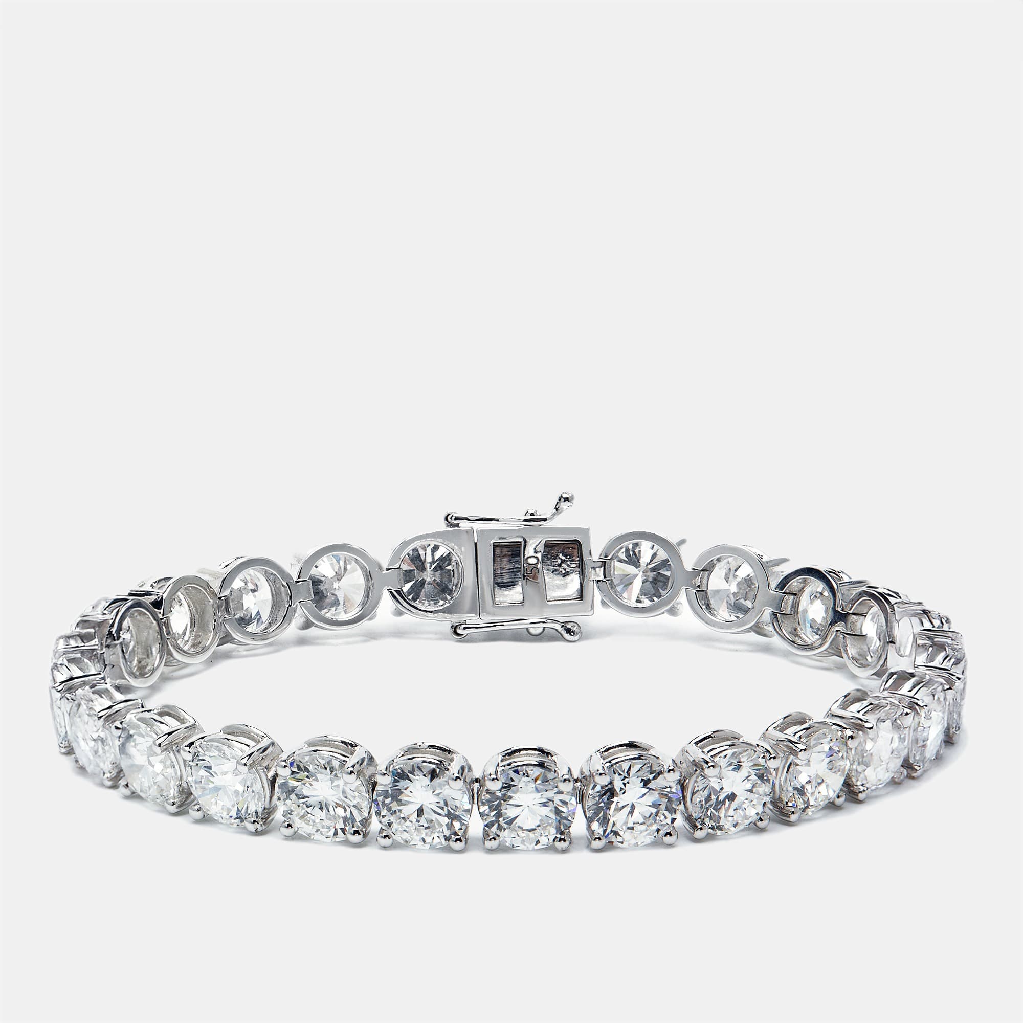 27 cts Round Lab Grown Diamonds 18k White Gold Bracelet