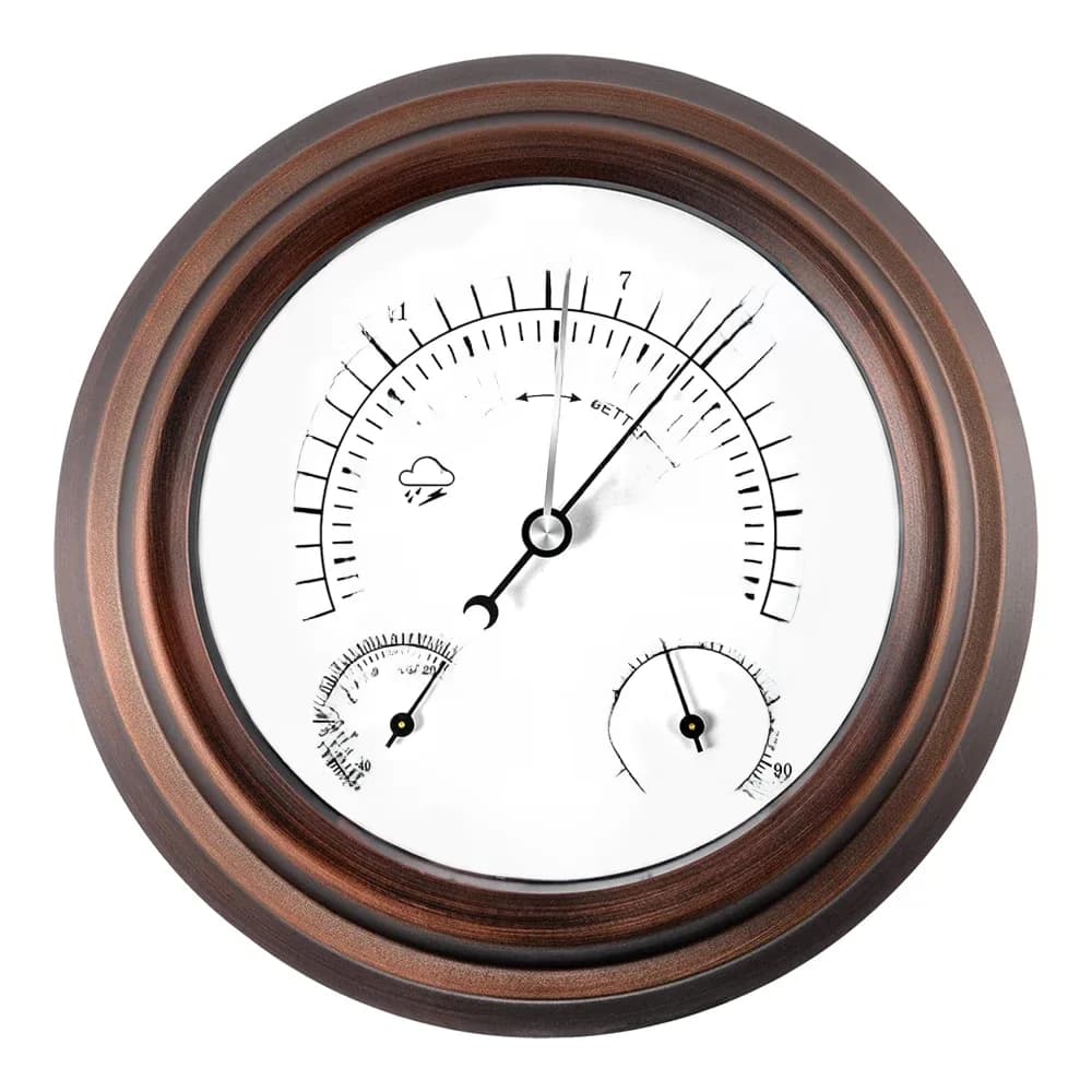 3 In 1 Barometer Thermometer Hygrometer Indoor Outdoor Weather Station Atmospheric Pressure Temperature Gauge Wall Decor 20cm