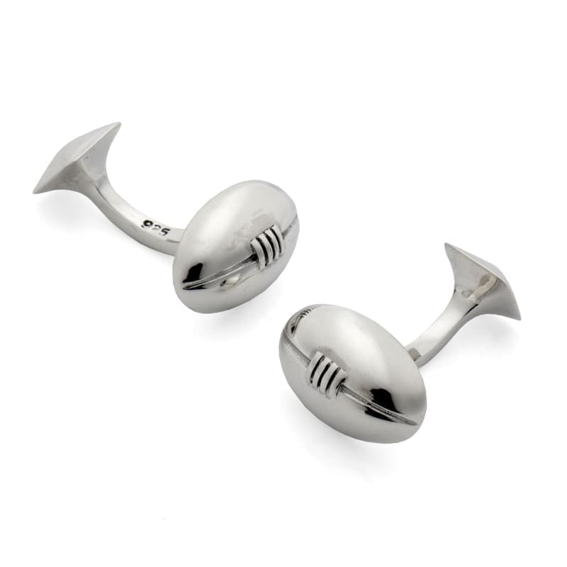 Aspinal of London Sterling Silver Rugby Ball Cufflinks
