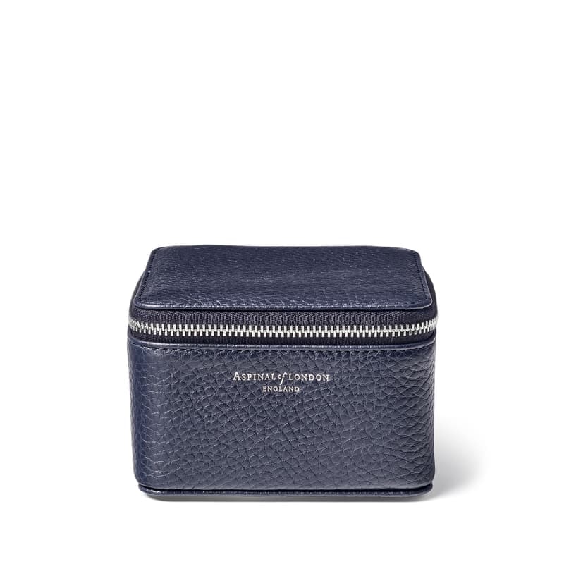 Aspinal of London Travel Watch & Ring Box in Navy Pebble