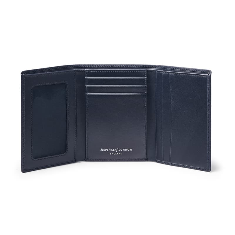 Aspinal of London Trifold Wallet in Navy Pebble