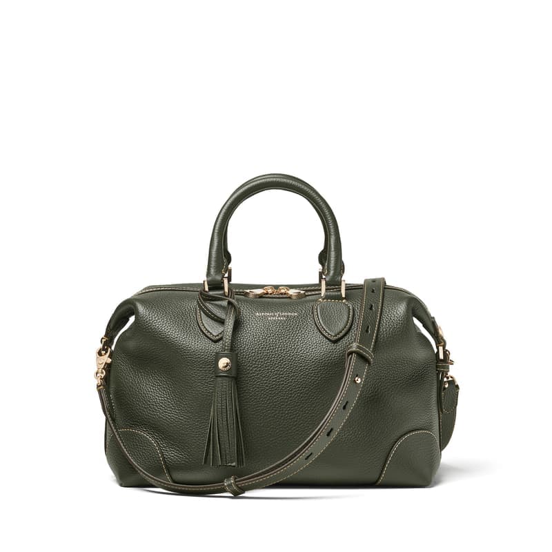Aspinal of London Hudson Bags in Forest Green Milled Pebble