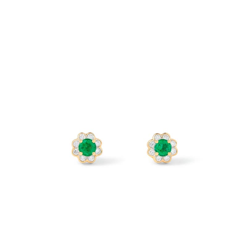 Aspinal of London Debutante Emerald & Diamond Stud Earrings