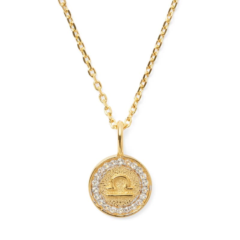 Aspinal of London Libra Zodiac Pendant Necklace in 18ct Gold Vermeil