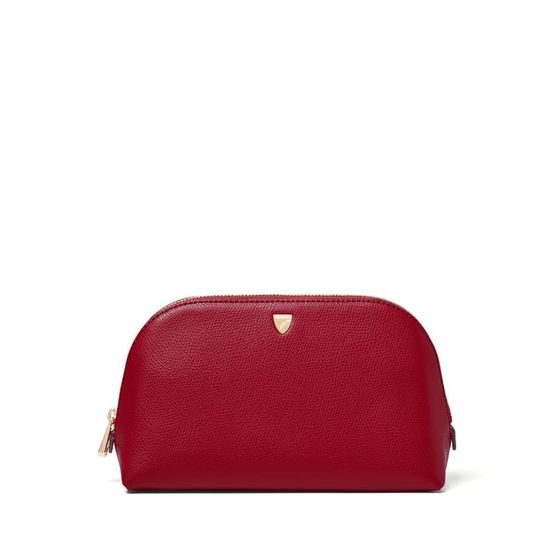 Aspinal of London Classic Makeup Case in Cherry Red Soft Saffiano
