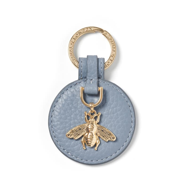 Aspinal of London Bee Keyring in Sky Blue Pebble