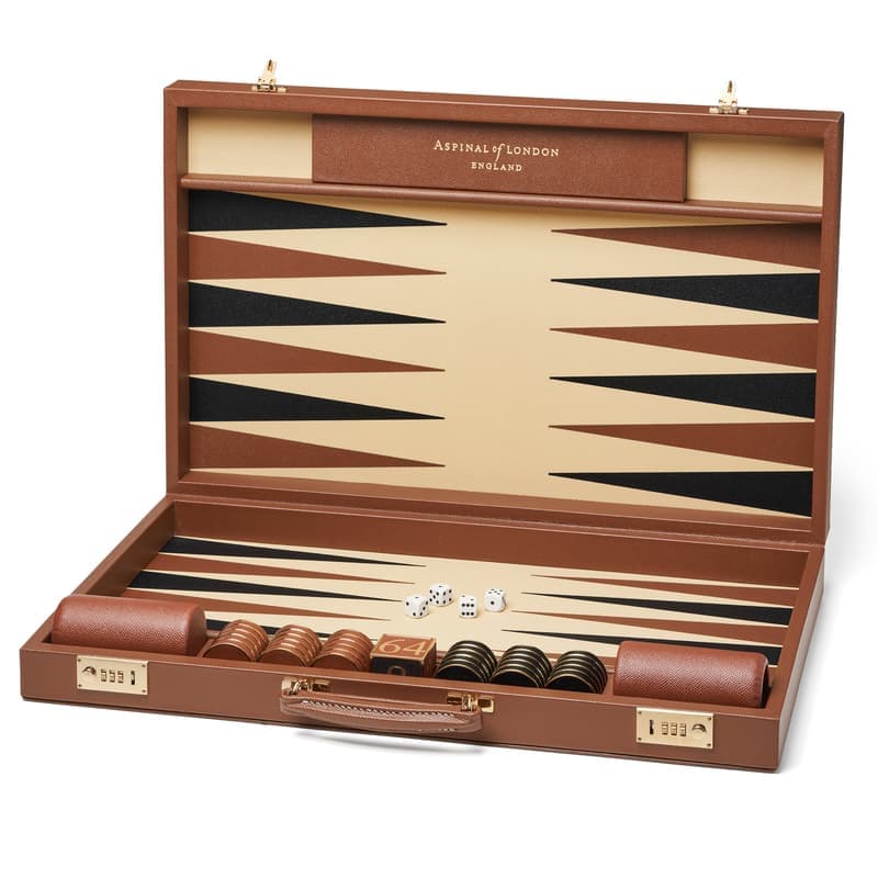 Aspinal of London 24-inch Grand Backgammon Set in Espresso & Ebony Pebble