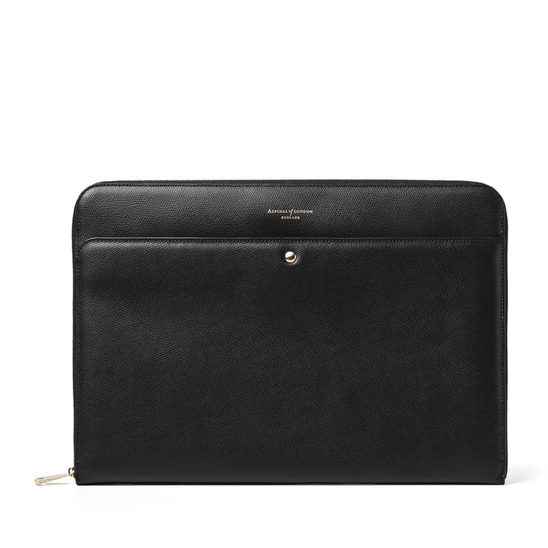 Aspinal of London 16-inch Brook Street Folio in Black Soft Saffiano