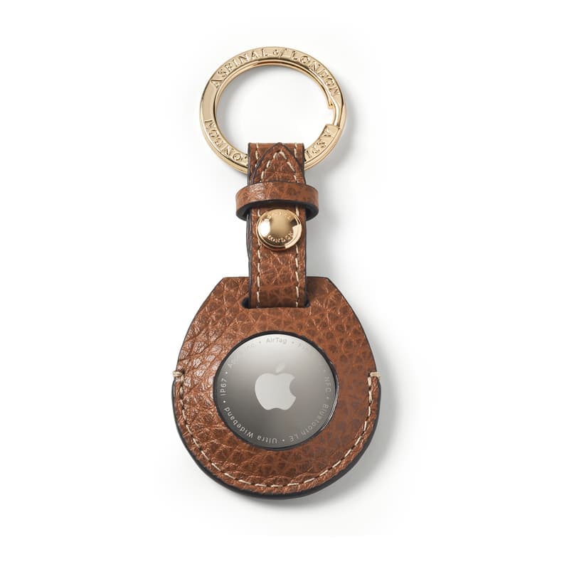 Aspinal of London AirTag Key Ring in Tan Pebble
