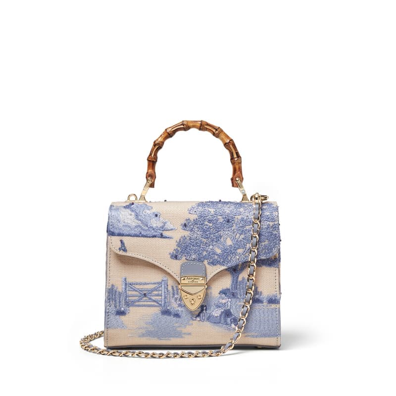 Aspinal of London Midi Mayfair® in Toile De Jouy Hand Embroidery on Ca