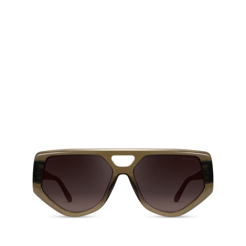 Aspinal of London Cabo Aviator Sunglasses in Olive Crystal