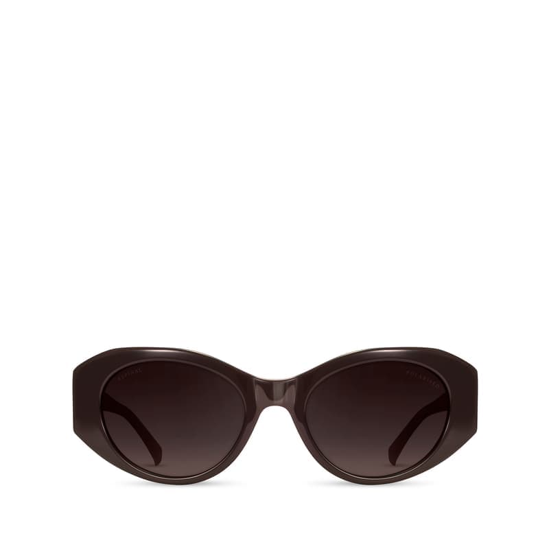 Aspinal of London Evie Oval Sunglasses in Chocolate