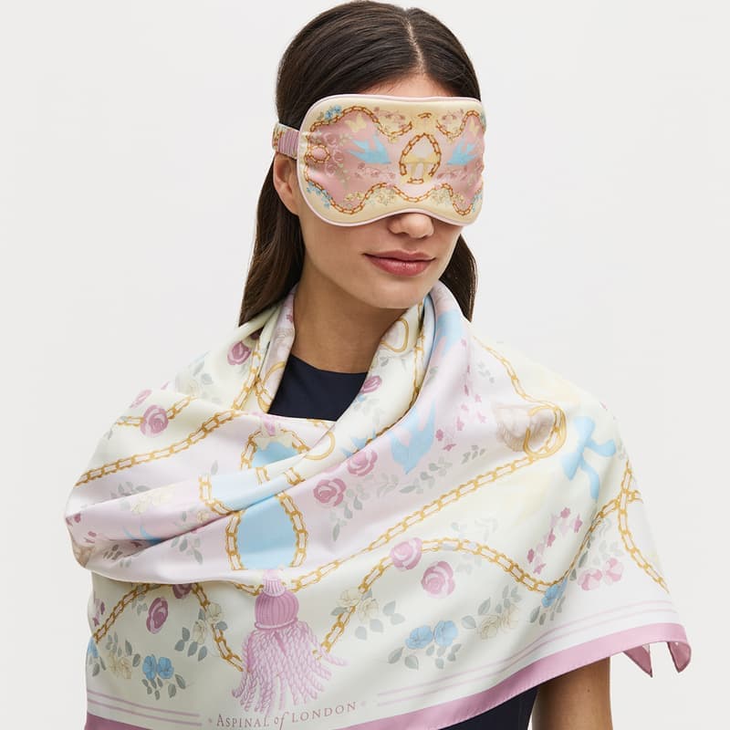 Aspinal of London Silk Eye Mask Set in English Rose Pure Silk
