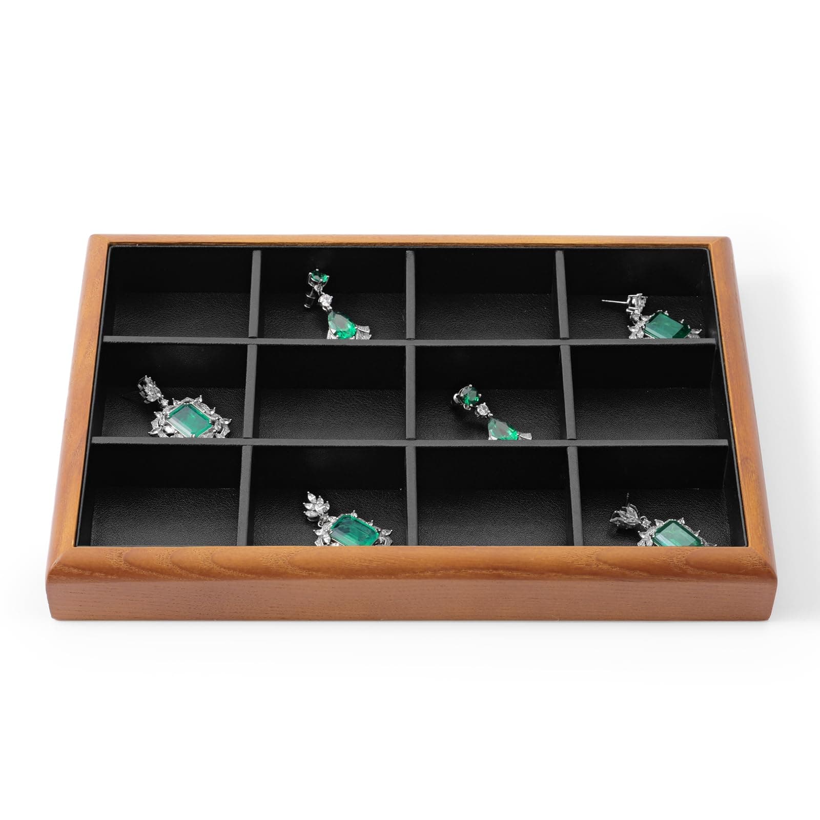 12 Compartment Wooden Jewellery Tray - Stackable