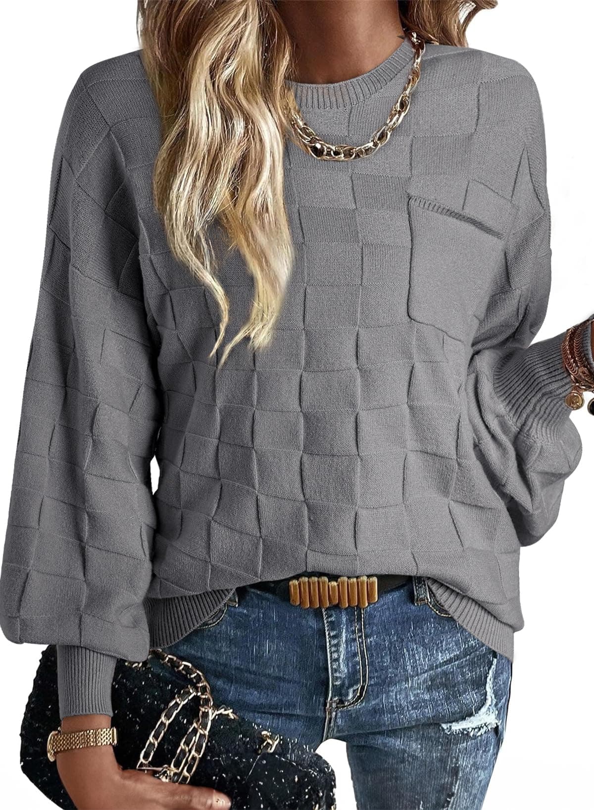 Ladies Knitted Jumper - Grey