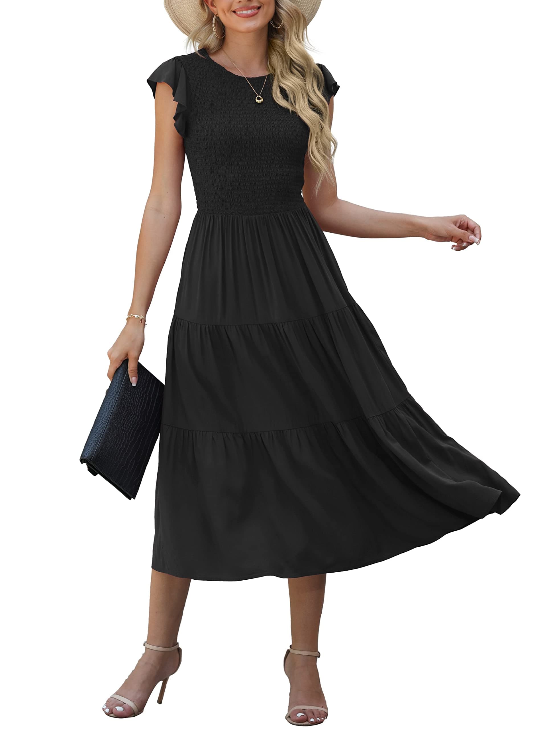 Women's Smocked Maxi Dress - Light Pink L