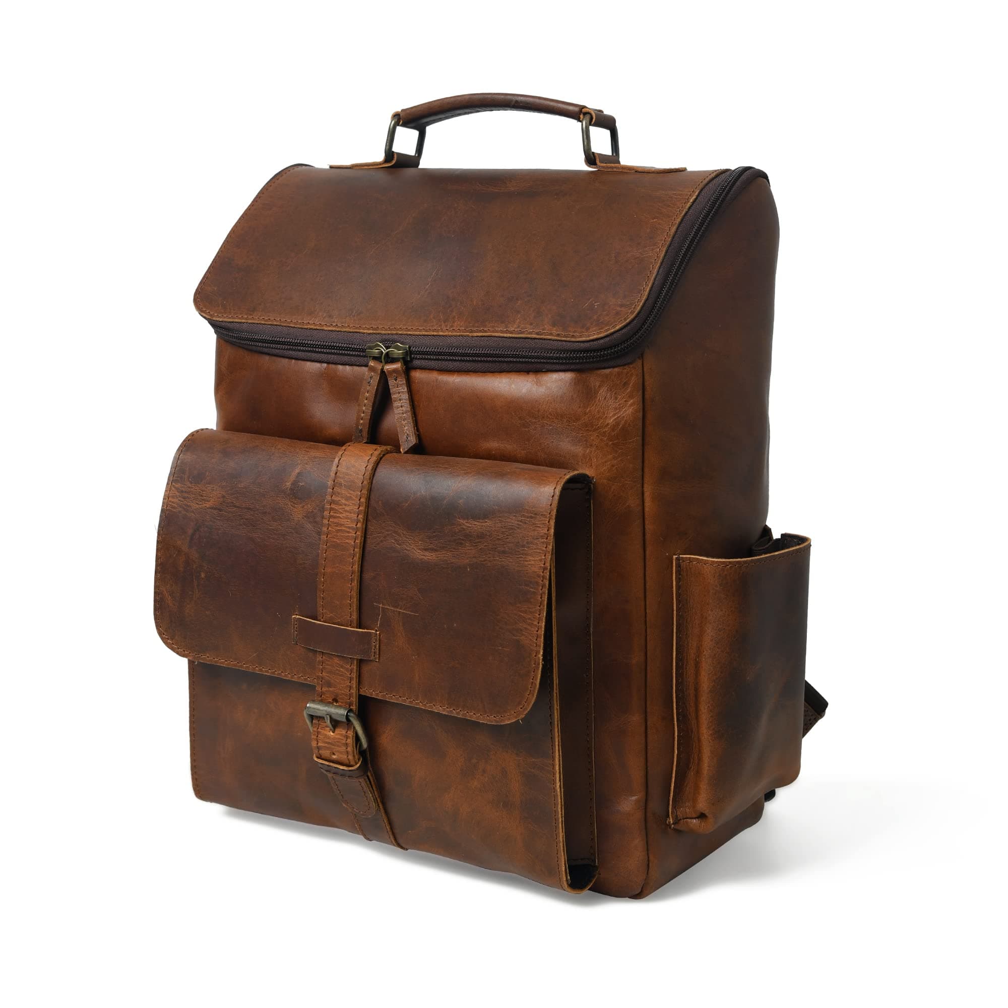 Leather Backpack - 16 Inch Bourbon Brown