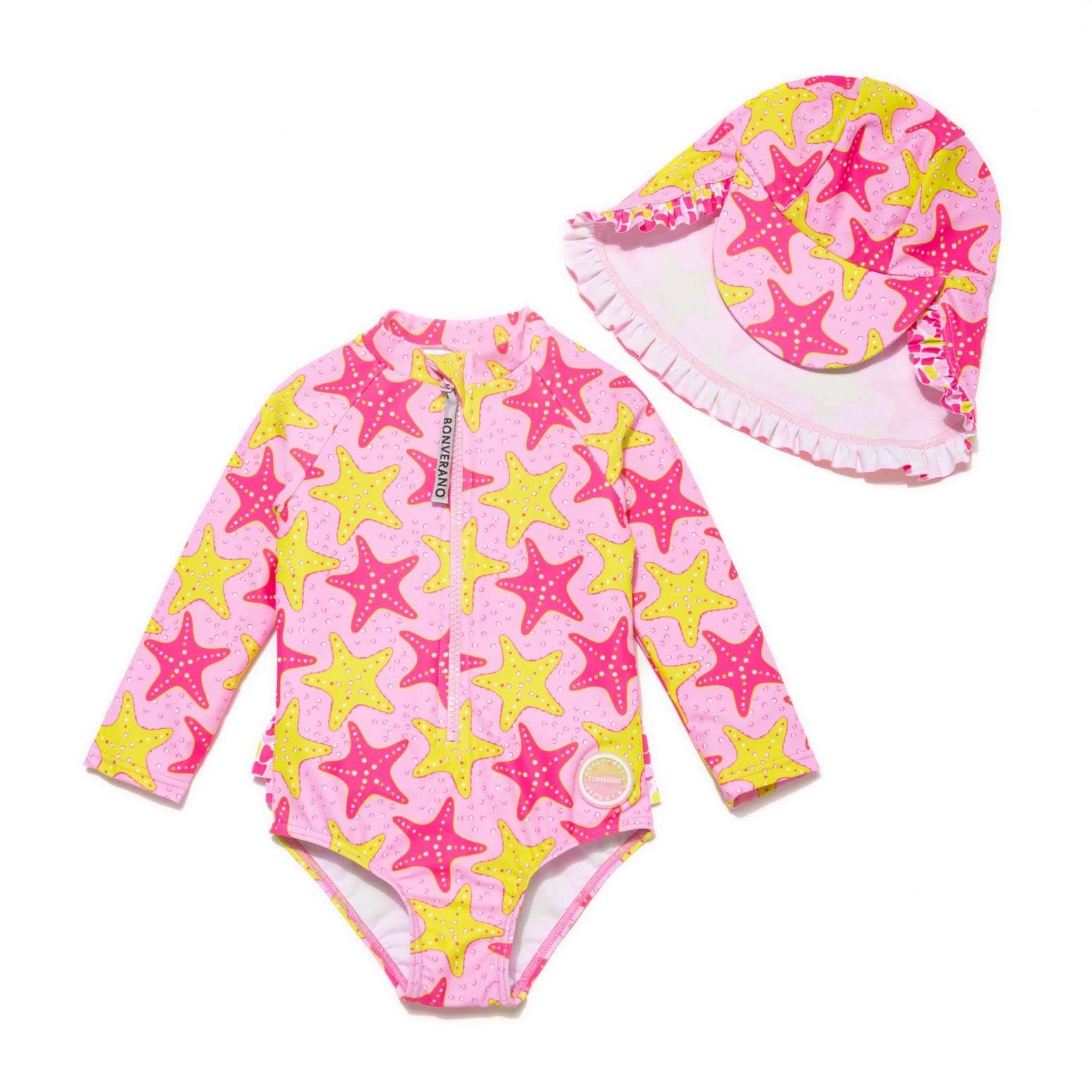 Baby Girl Swimsuit & Sun Hat - Starfish 6-9M