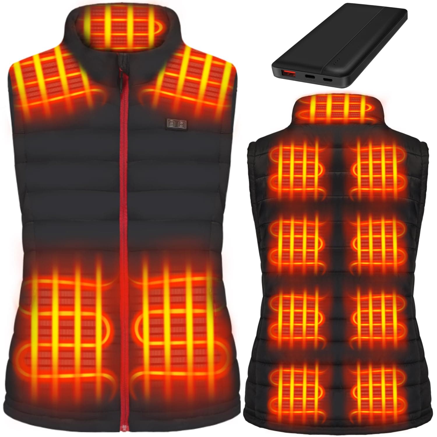 Women's Heated Gilet with Battery - Dark Black XL