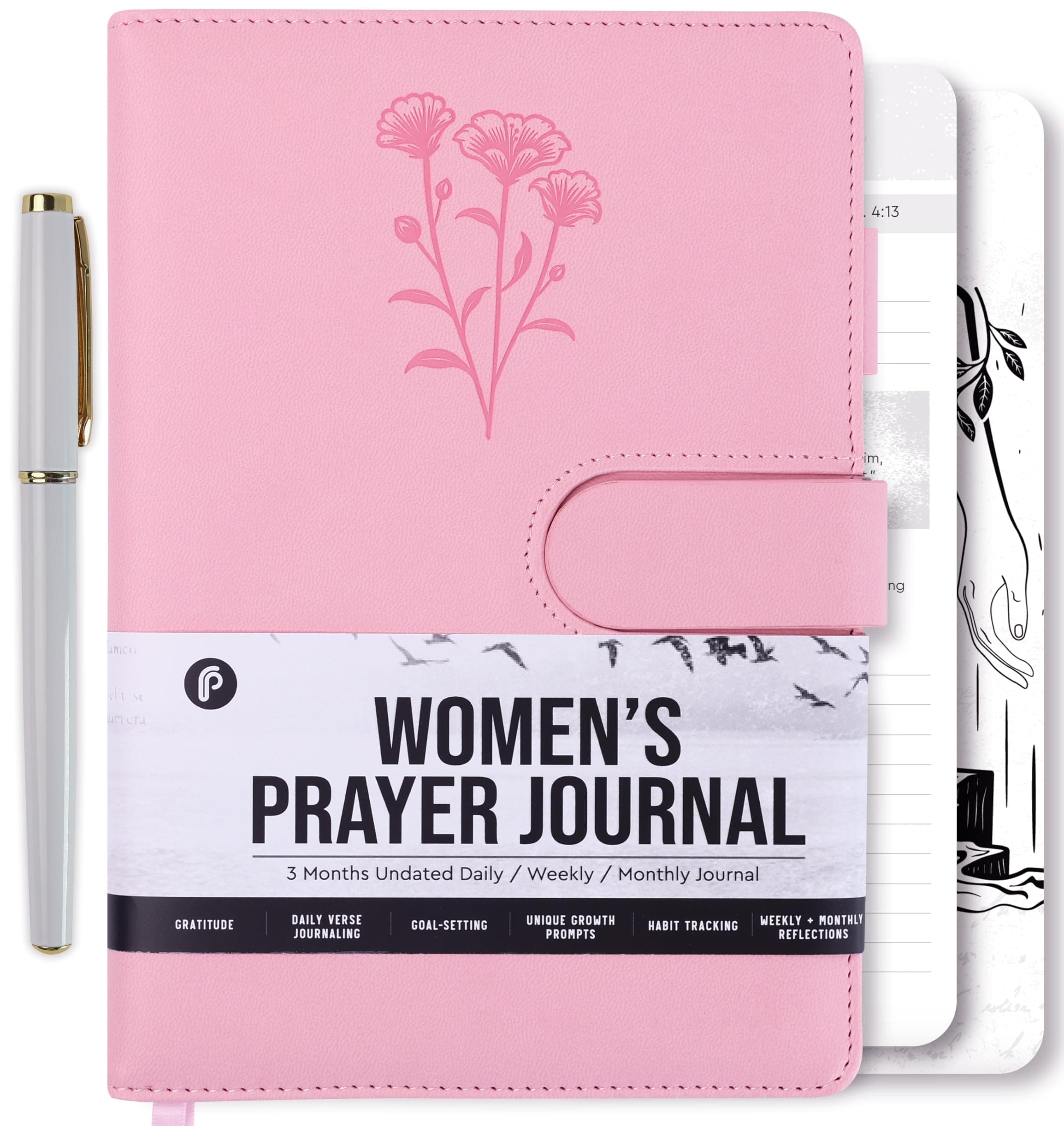 Women's Prayer Journal Notebook - Pink Flower
