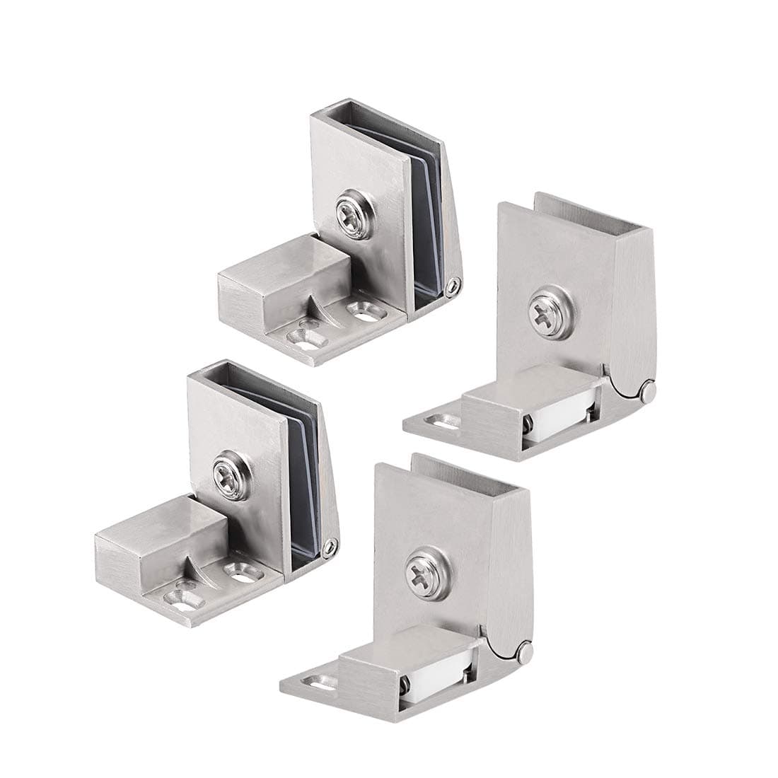 Glass Door Hinge Clamp for 3-5mm Thickness, Zinc Alloy, Ideal for Cabinets & Showcases - 2 Pairs