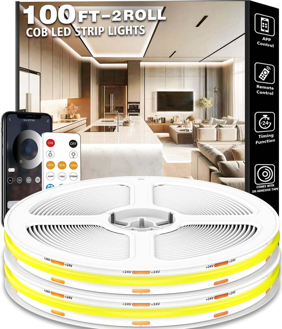 LED COB Light Strip Dimmable - RGB 30M-COB