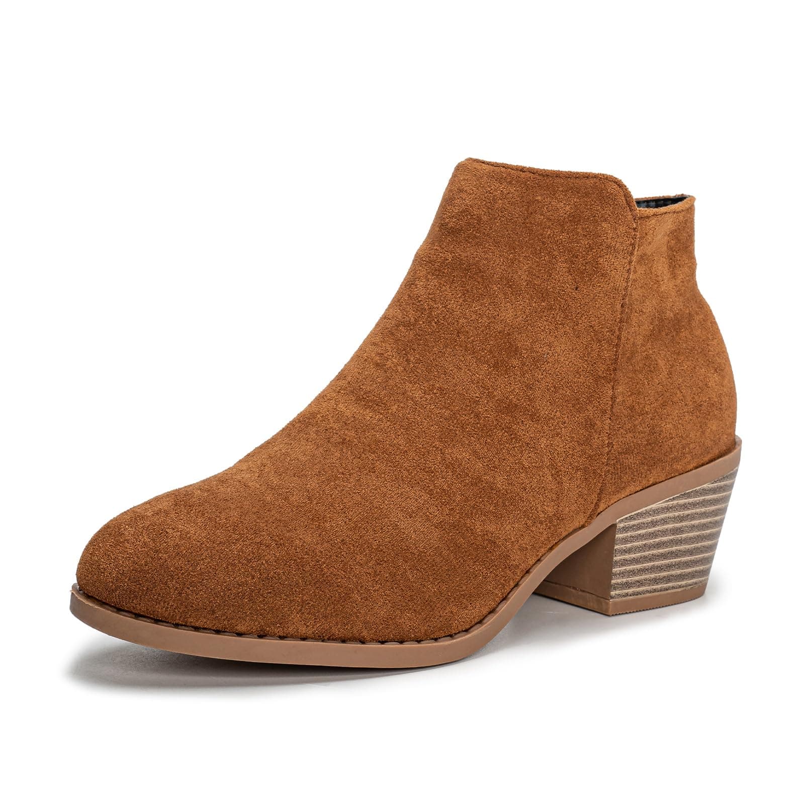 Women's Ankle Boots Low Heel - Suede Tan UK 7
