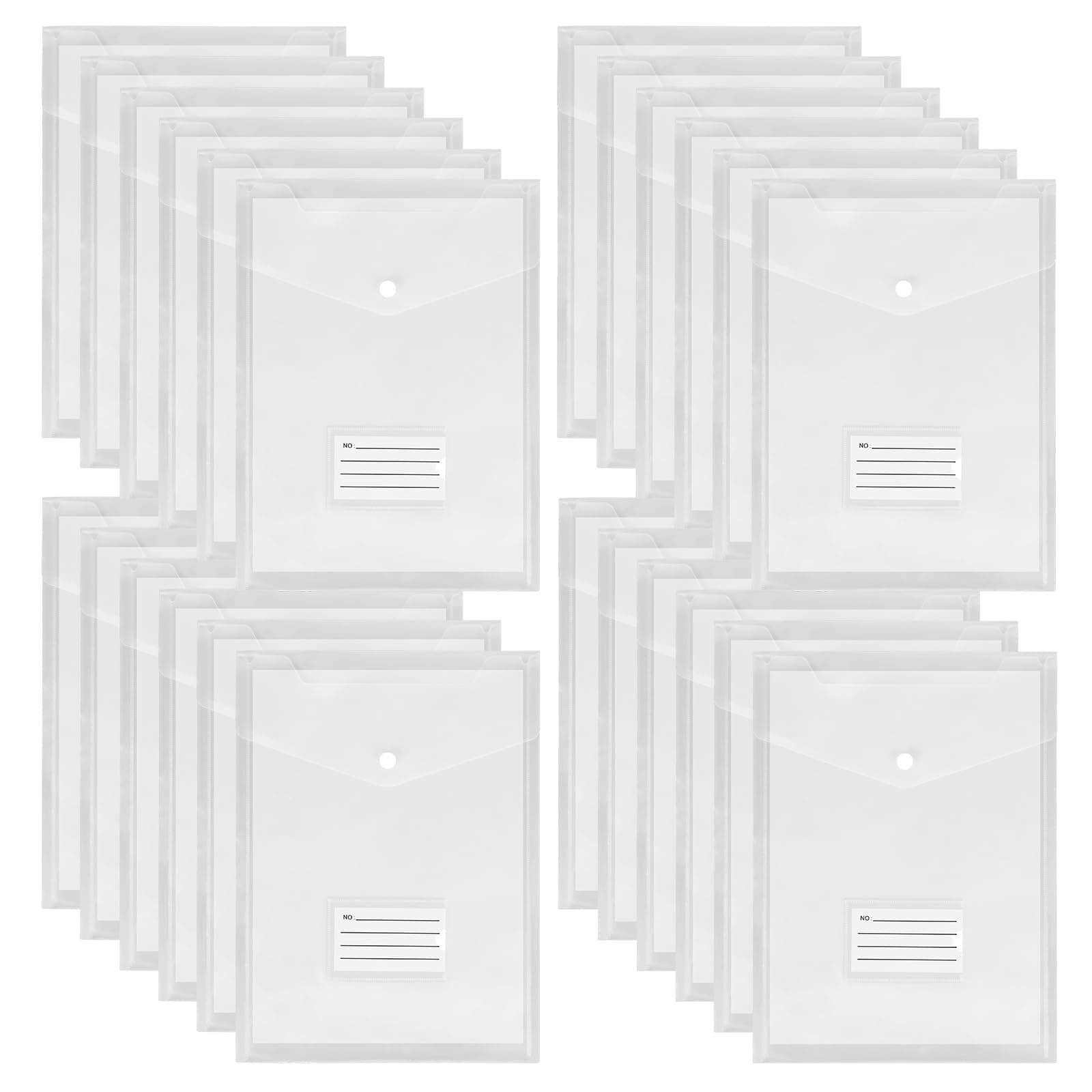 A4 Plastic Wallets with Popper Closure, 30 Pack - Durable Document Folders for School & Office