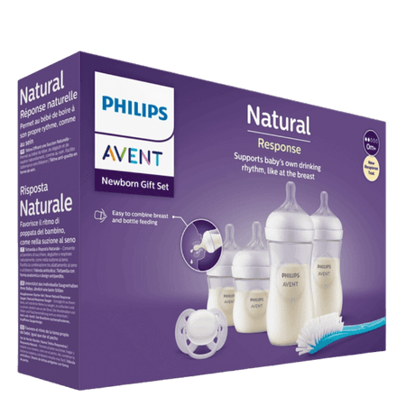 Philips Avent Natural Response Newborn Baby Gift Set With Baby Bottles, Soother & Brush