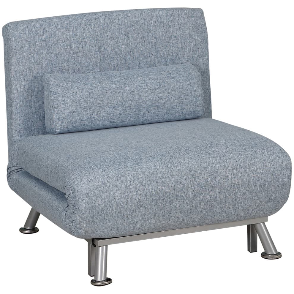 HOMCOM Linen Folding 5 Position Convertible Sleeper Chair Bed, Blue