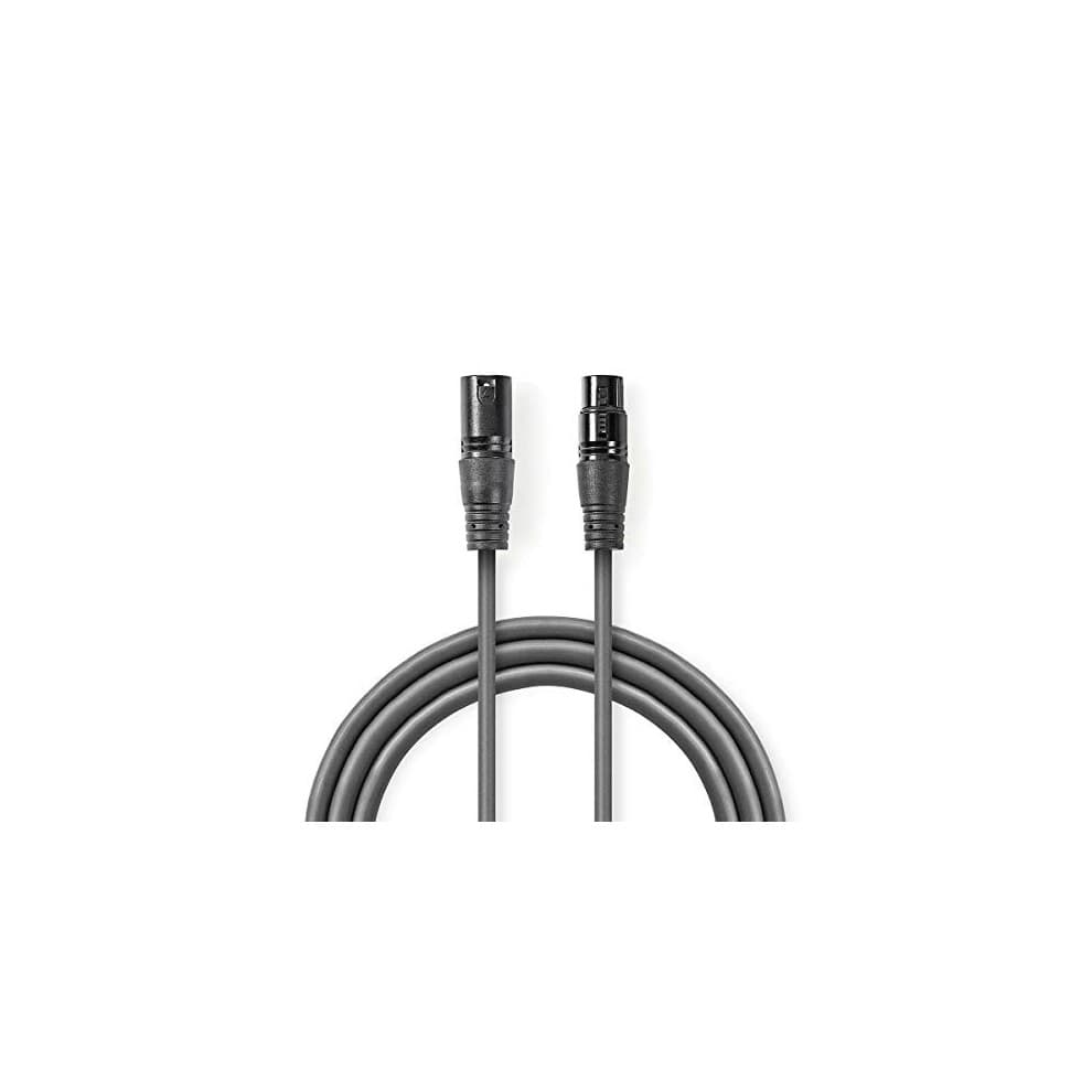 Nedis COTH15012GY10 Digital DMX Cable 110 Ohm | XLR 3-Pin Male - XLR 3-Pin Female | 1.0 m | Grey