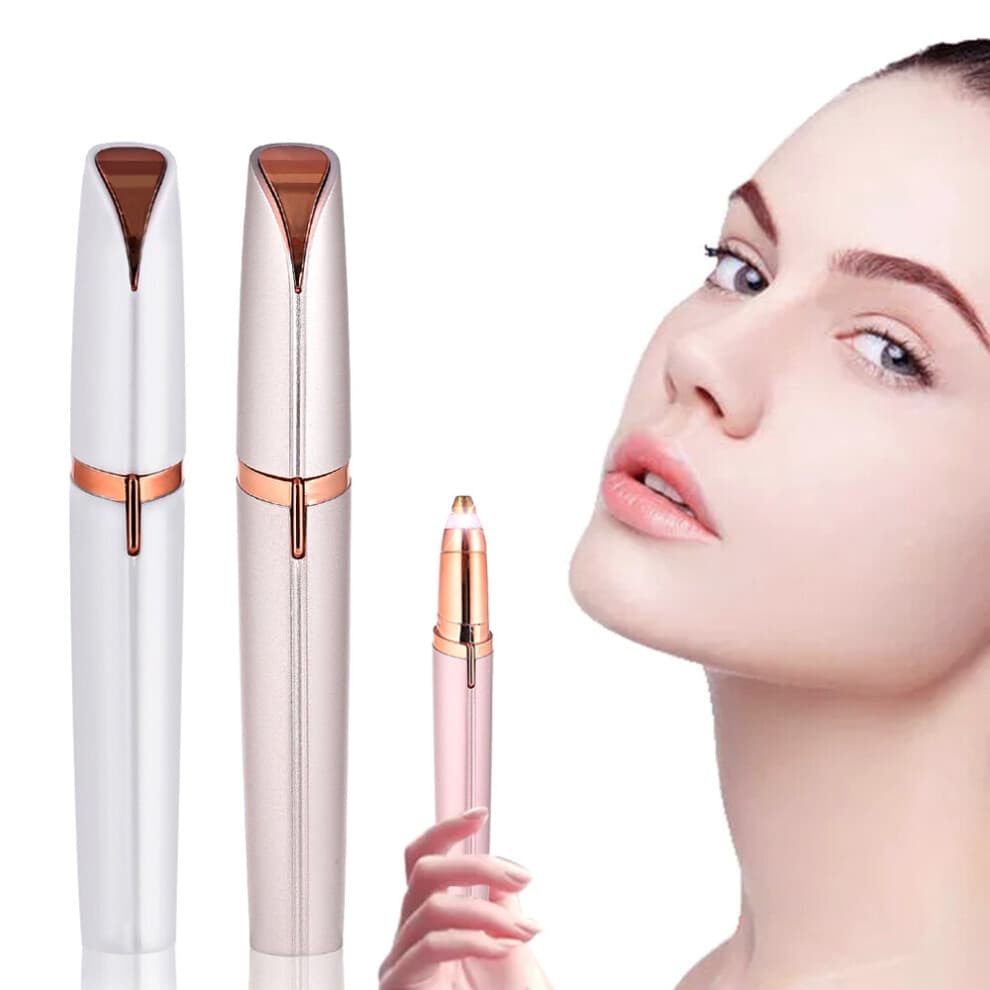 (White) Electric Eyebrow Trimmer Painless Eye Brow Epilator Mini Shaver Razors Portable Facial Hair Remover For Women
