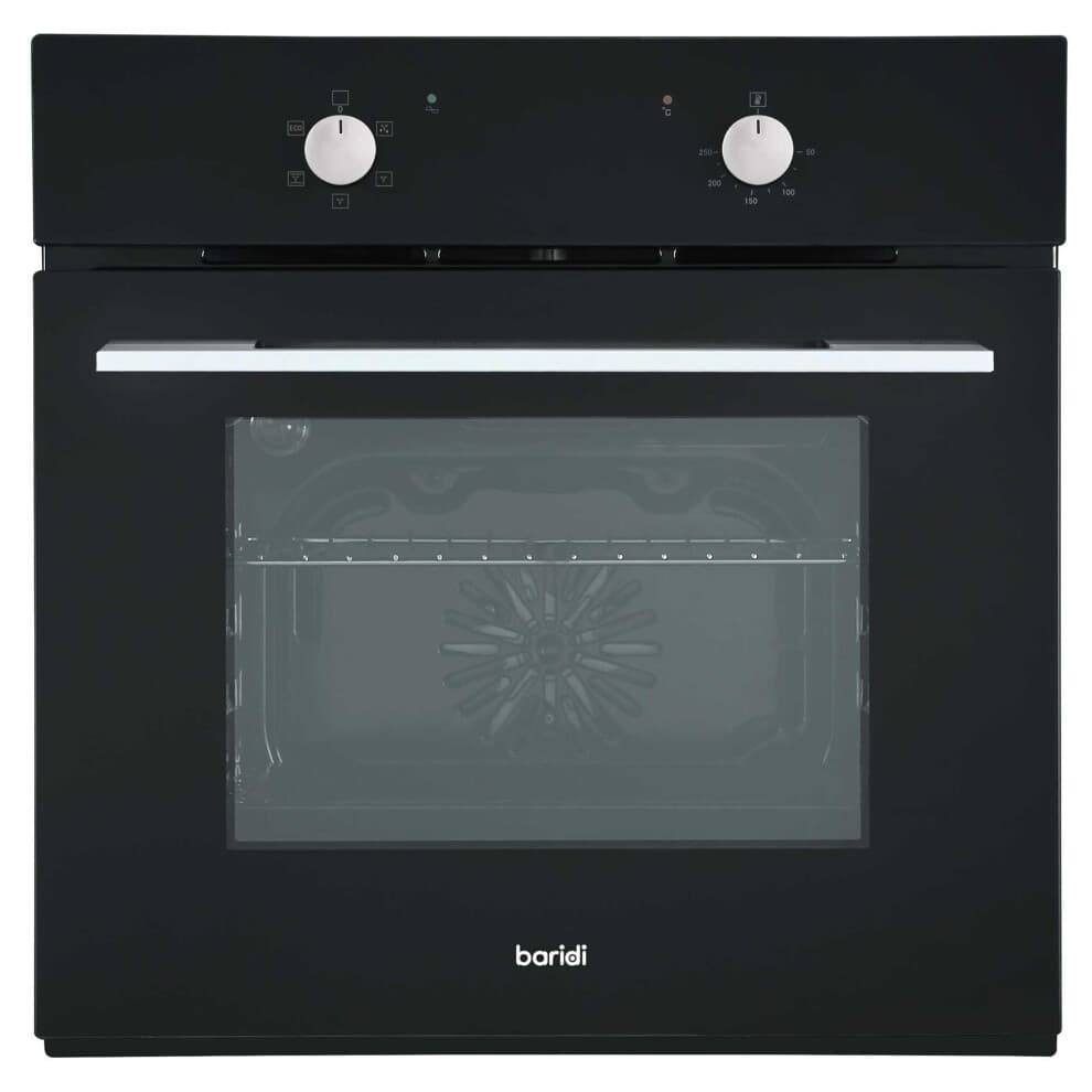 Baridi 60cm Built-In Five Function Fan Assisted, Single, Integrated Electric Oven, 55L Capacity, Black - DH124