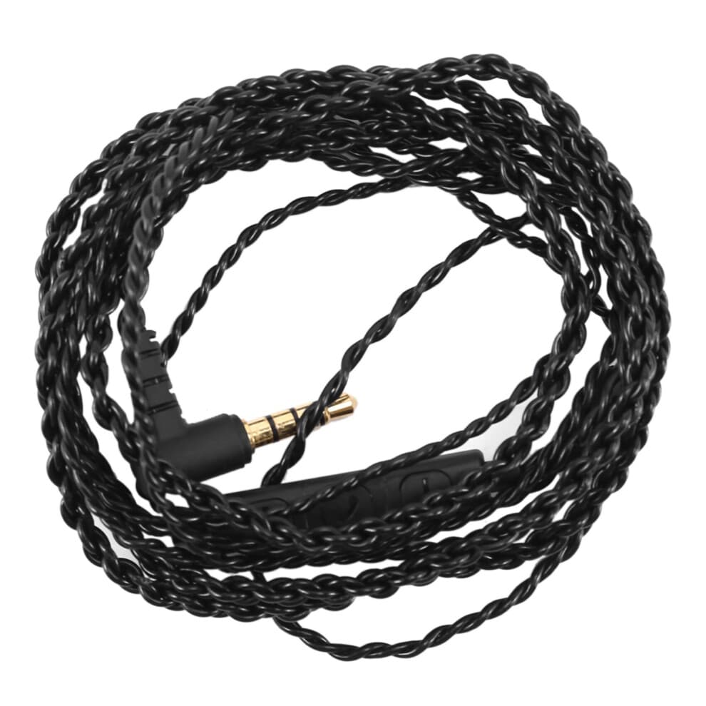 Earphone Audio Cable Repair Replacement 3.5mm DIY Elbow Headphone 4 Copper Core Wire with Mic Volume Control(Black)