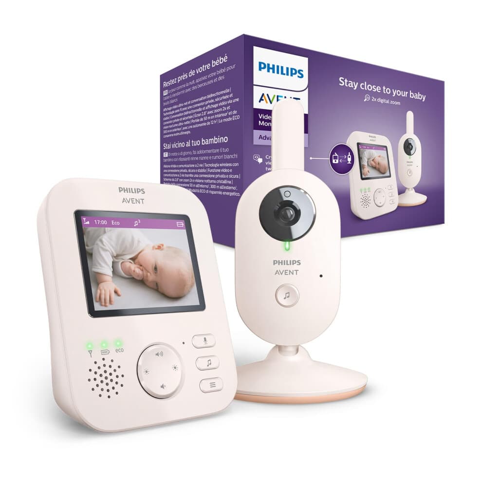 Philips Avent Advanced Video Baby Monitor - Private and Secure Baby Monitor with Camera and Audio in Coral Cream