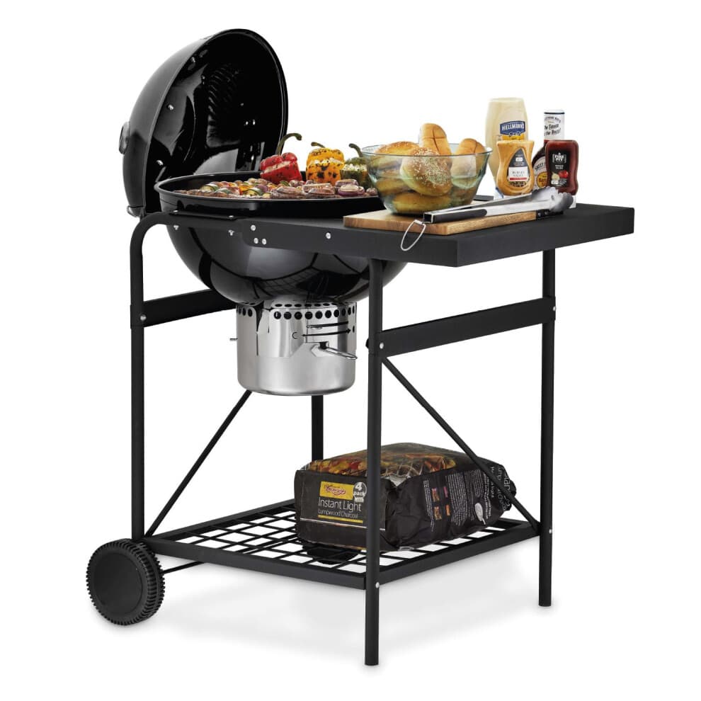 Tower Kettle Grill, Built-in Side Table, Removable Lid, Storage Holder, Airflow Vent, Black T978572