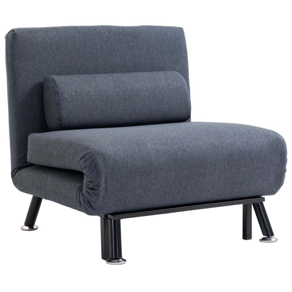 HOMCOM Folding 5 Position Convertible Sleeper Chair Sofa Bed Dark Grey