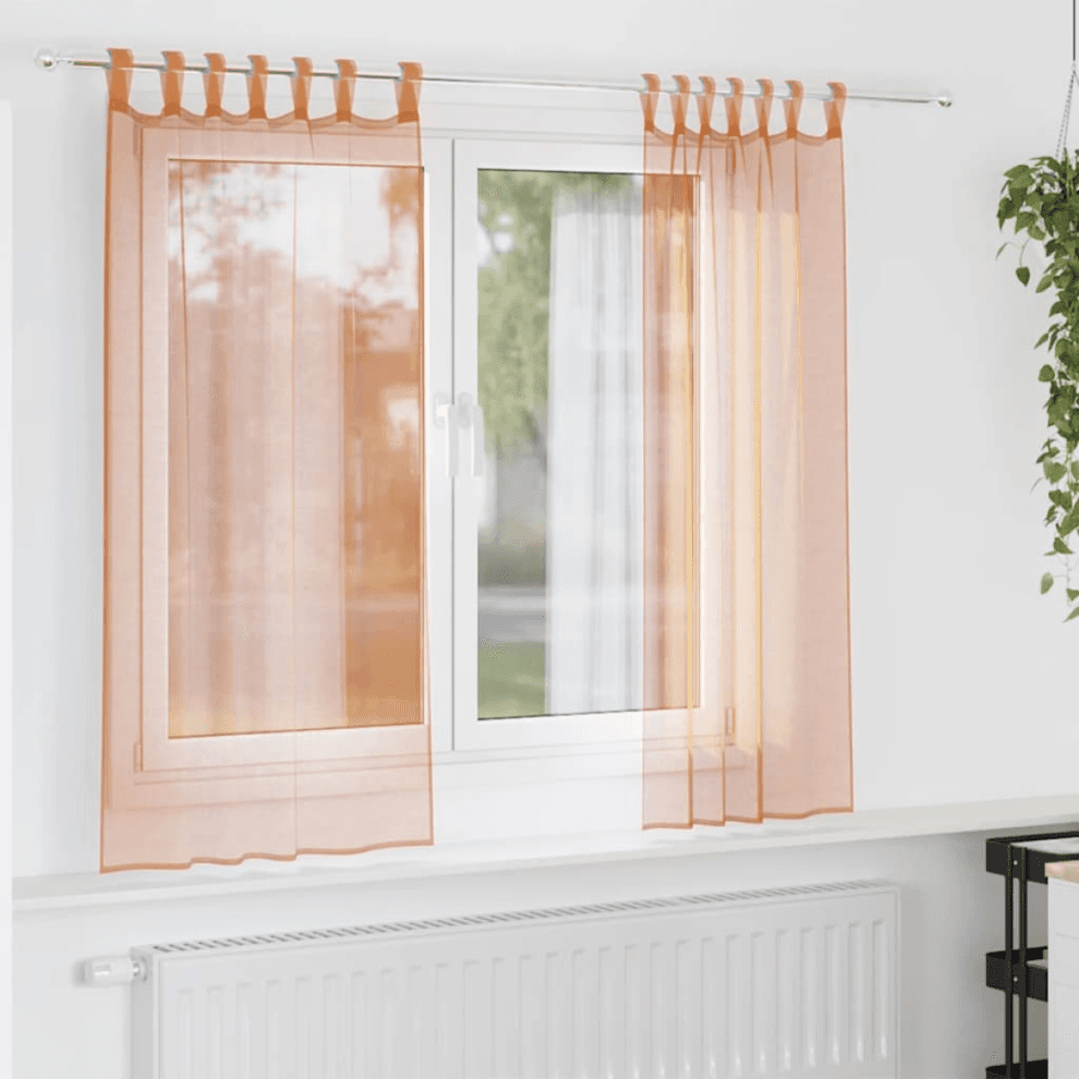 vidaXL Voile Curtains with Rod Pockets 2 pcs Terracotta
