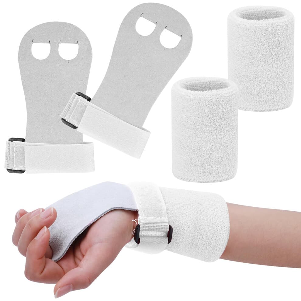 Abeillo 2 Gymnastics Grips Wristbands Sets for Girls Youth Kids, White