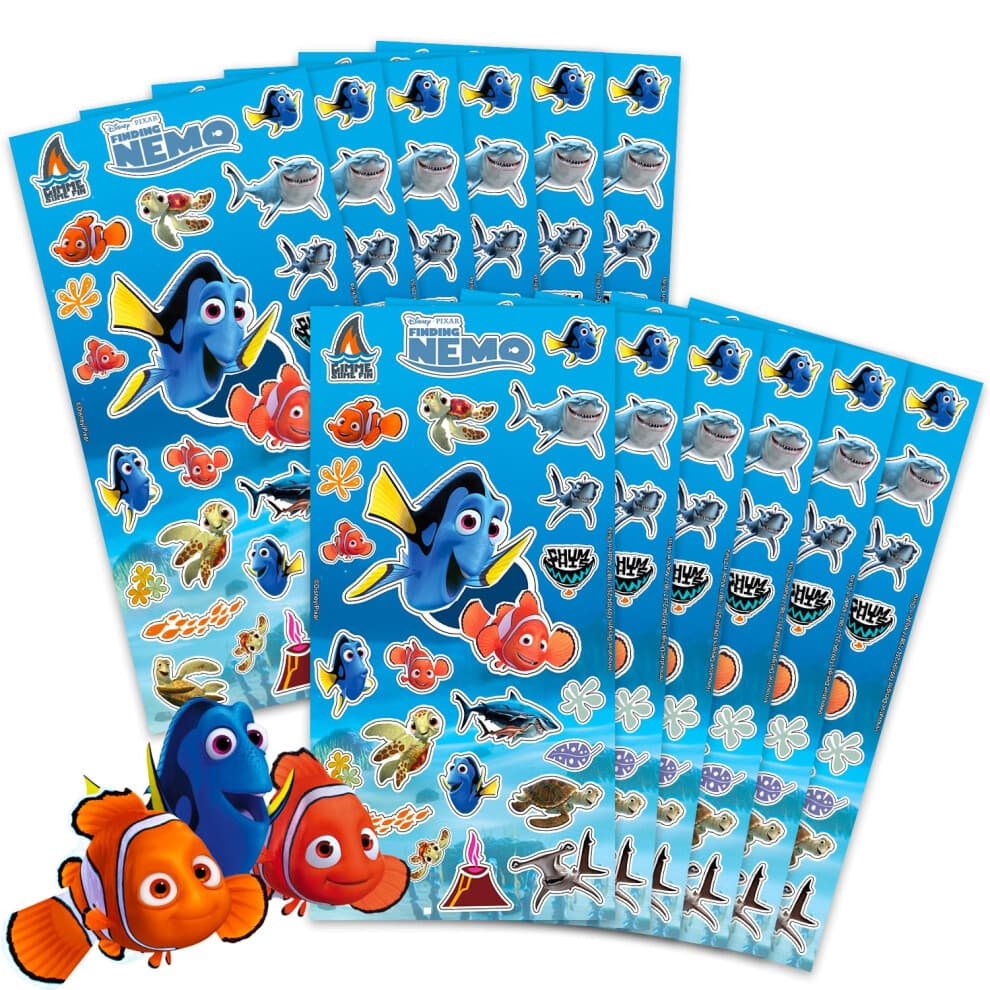 Finding Nemo Party Favors for Boys & Girls Bundle ~ 12 Pack Finding Dory Sticker Sheets for Kids Birthday Party Goodie Bags | Finding Nemo Party Supp