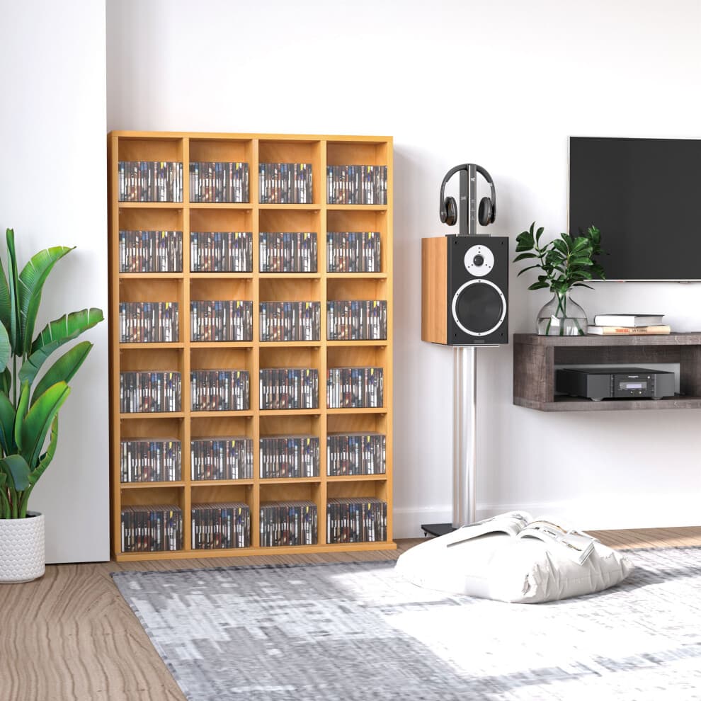 HOMCOM Bookcase Storage Tower CD DVD Games Rack Wooden Shelves