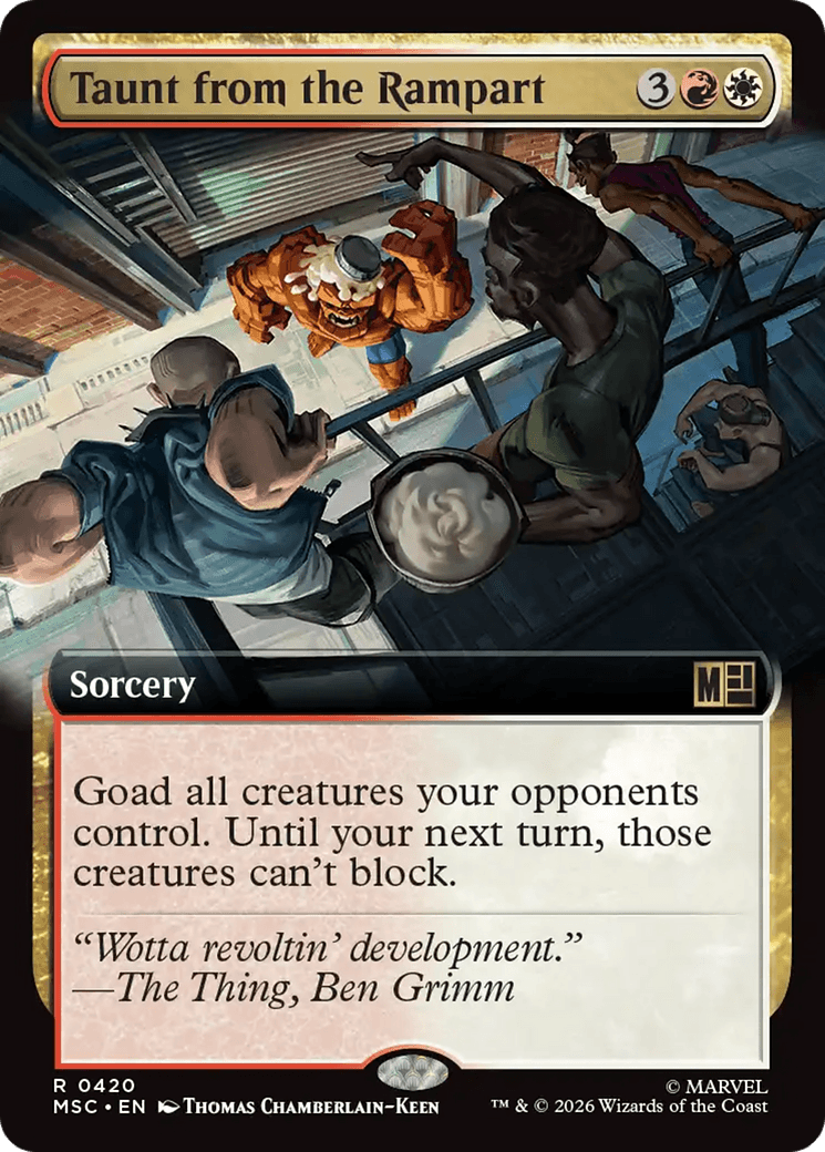Magic: The Gathering Taunt from the Rampart (Extended Art) Marvel Super Heroes Commander | Condition: Mint / Near Mint