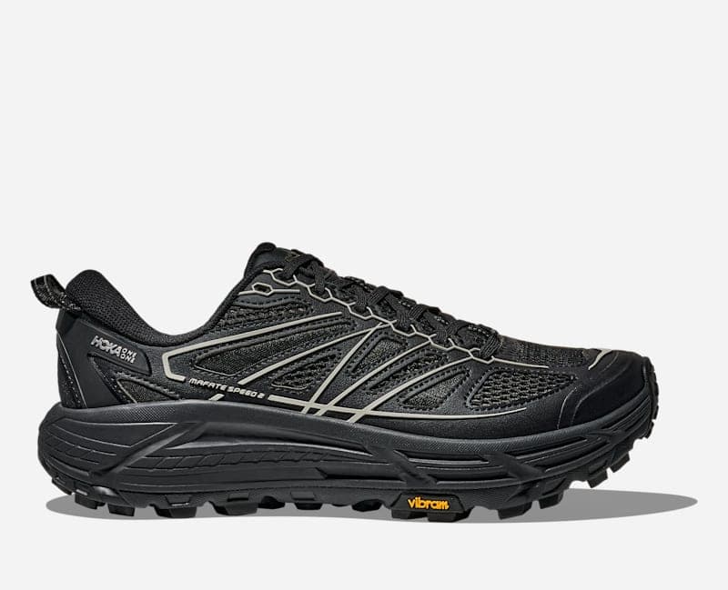 HOKA Stealth/Tech Mafate Speed 2 Lifestyle Shoes in Black/Carbon Black, Size 5.5