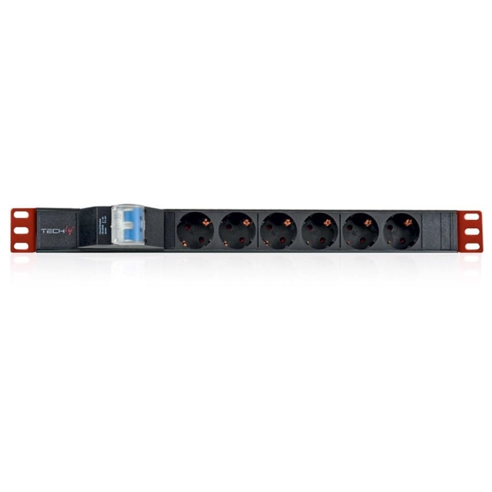 Techly I-CASE STRIP-61UD 19' 1U X6 Power Strip - I-CASE STRIP-61UD