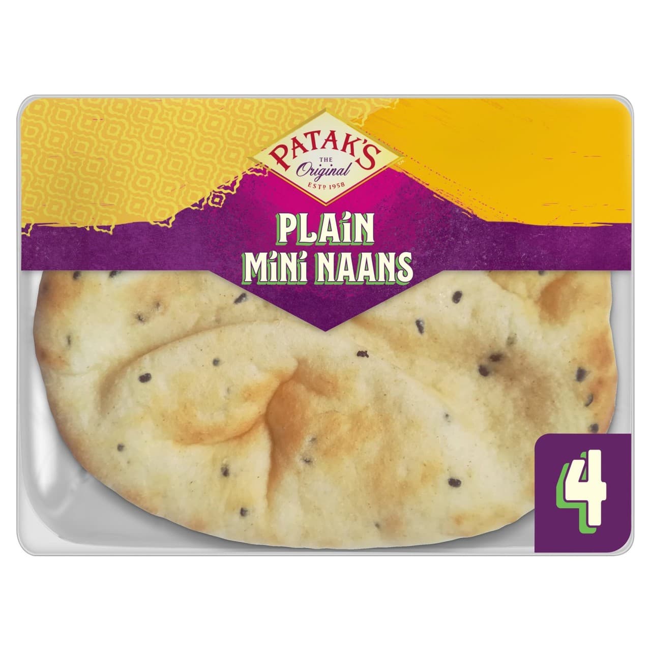 Patak's Authentic & Flame Baked Plain Mini Naan Breads 4pk