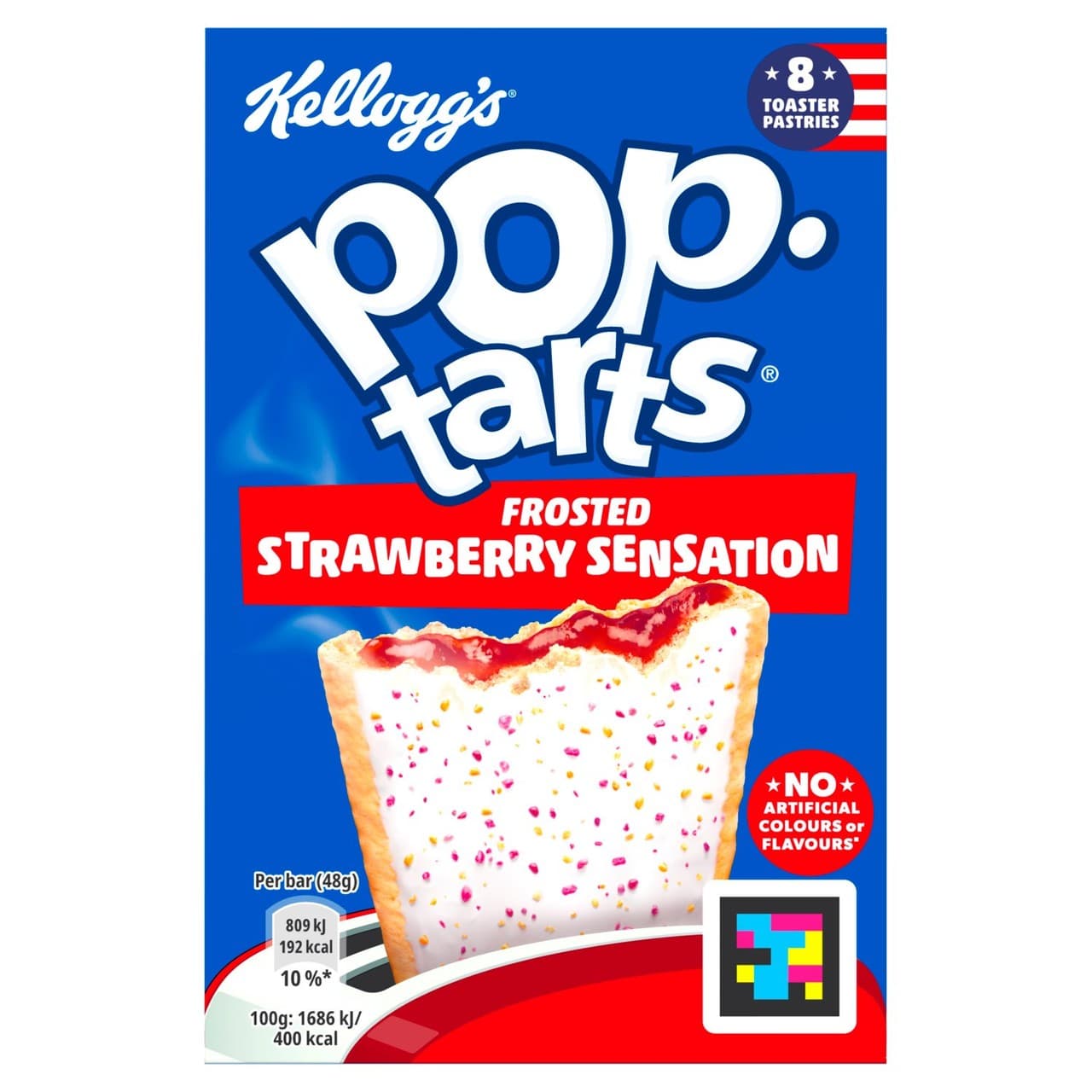 Kellogg's Pop Tarts Strawberry Sensation Pastry Snacks 8 x 48g